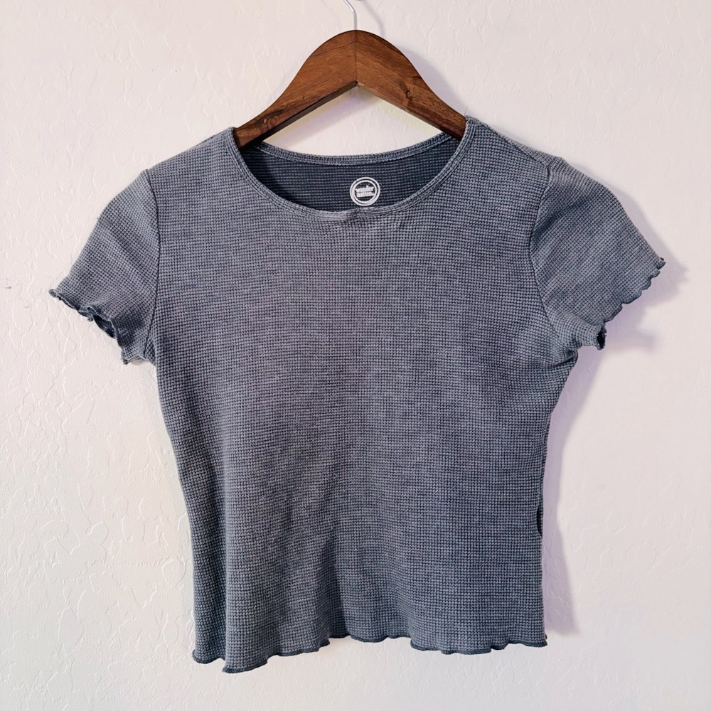 Wonder Nation Blueish Gray Short Scalloped‎ Sleeve Girls Tee Size 7-8